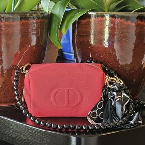 Christian Dior "CD" Clutch W/Faux Black Pearl Crossbody/Twilly/Tassel Added NWOT